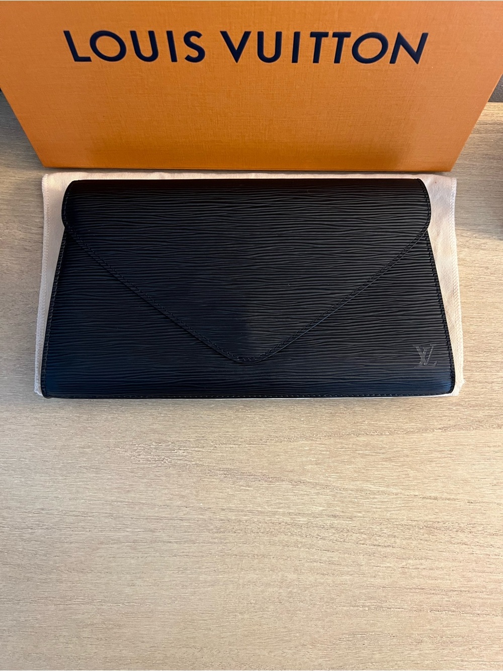 Louis Vuitton Art Deco Black Epi Leather Envelope Clutch